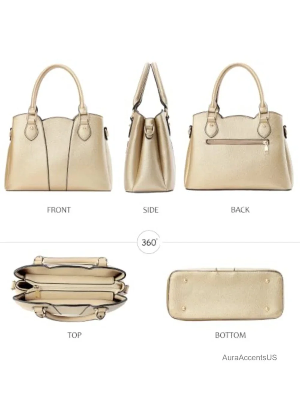 Women's Vegan Leather Crossbody Tote Satchel with Shoulder Strap Handbag